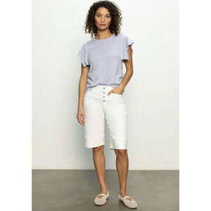 SANCTUARY Shorts Size 25 NEW Luna Cuffed Bermuda Short Bleached White